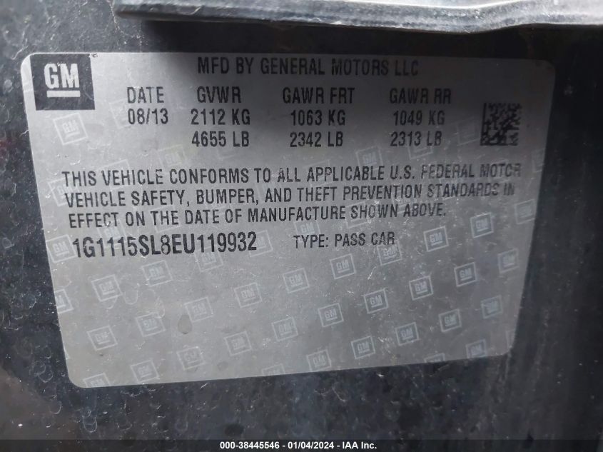 2014 CHEVROLET IMPALA LT - 1G1115SL8EU119932