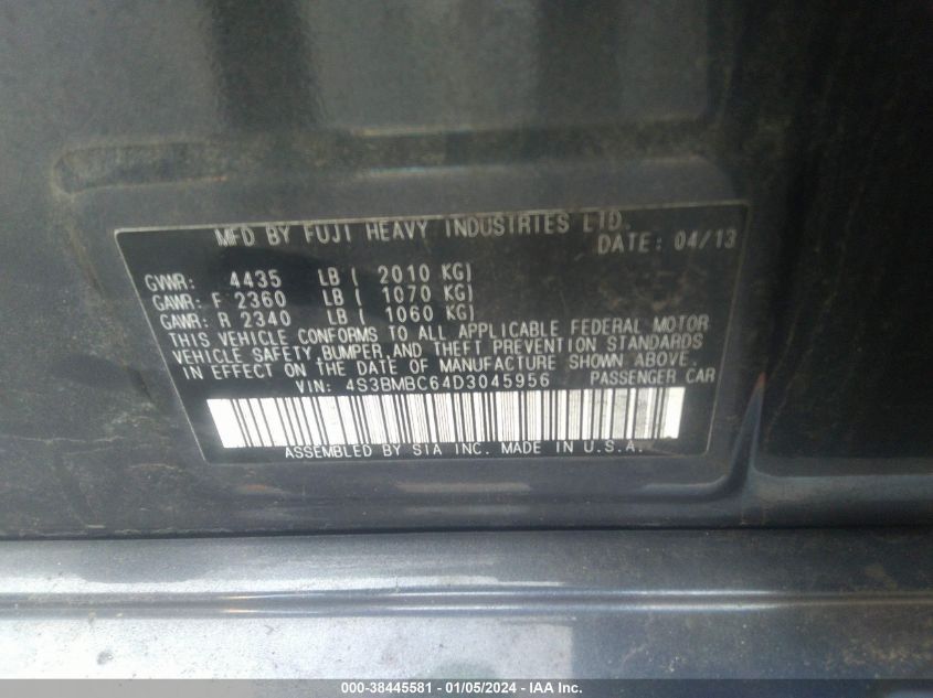 2013 SUBARU LEGACY 2.5I PREMIUM - 4S3BMBC64D3045956