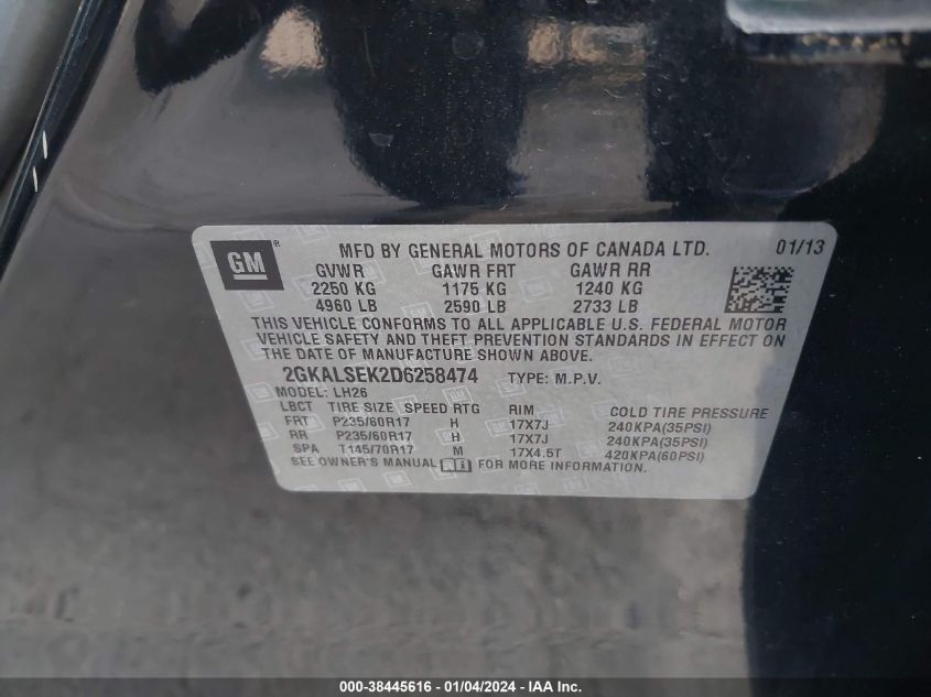 2013 GMC TERRAIN SLE-2 - 2GKALSEK2D6258474