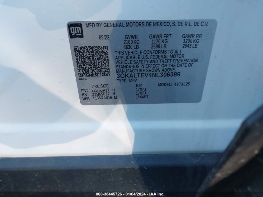 2022 GMC TERRAIN SLE - 3GKALTEV4NL306389