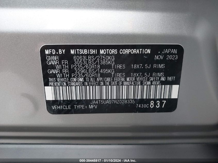 2024 MITSUBISHI OUTLANDER PHEV ES S-AWC JA4T5UA97RZ028335