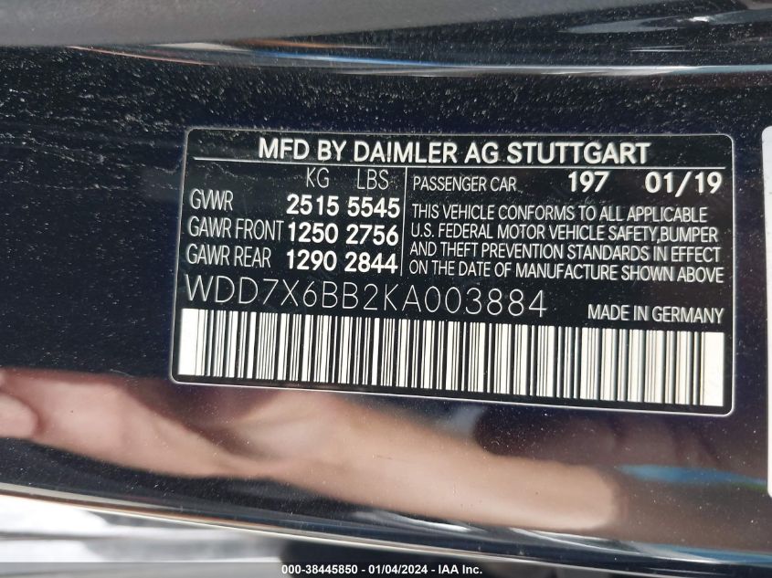 2019 MERCEDES-BENZ AMG GT 53 4-DOOR COUPE WDD7X6BB2KA003884