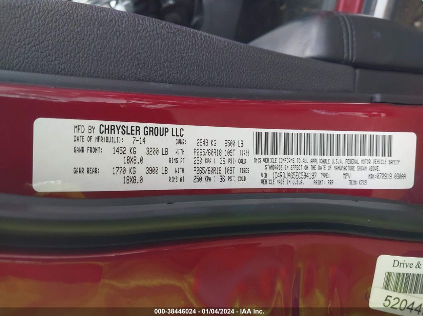 2014 DODGE DURANGO SXT - 1C4RDJAG5EC594197