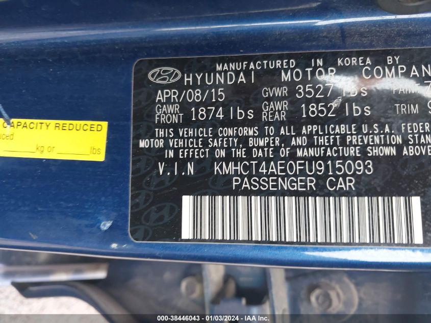 2015 HYUNDAI ACCENT GLS - KMHCT4AE0FU915093