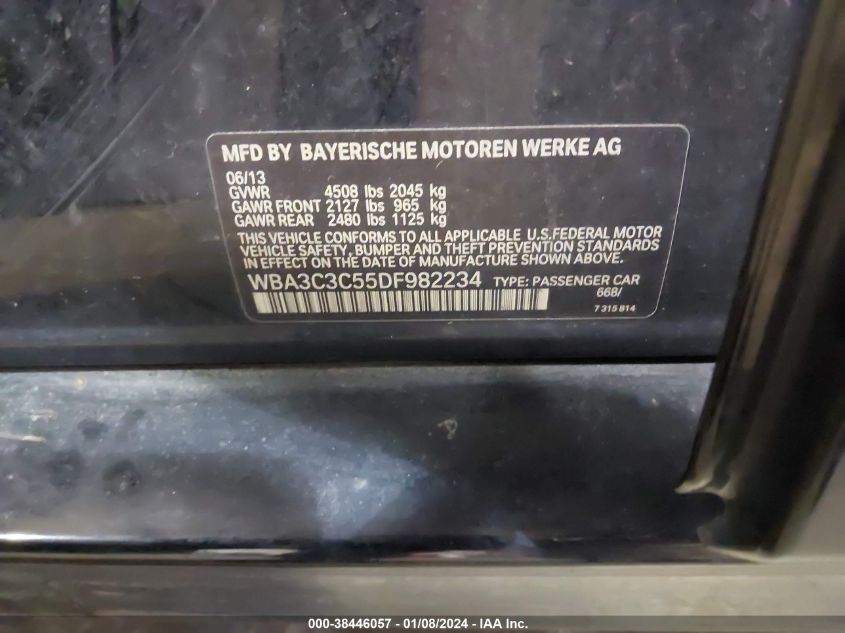 2013 BMW 320I XDRIVE - WBA3C3C55DF982234