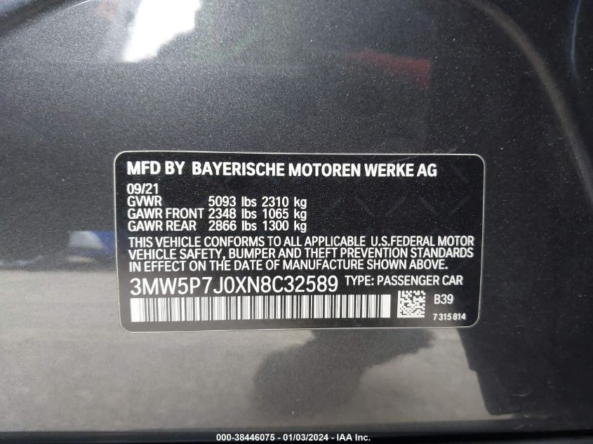 2022 BMW 3 SERIES 330E - 3MW5P7J0XN8C32589