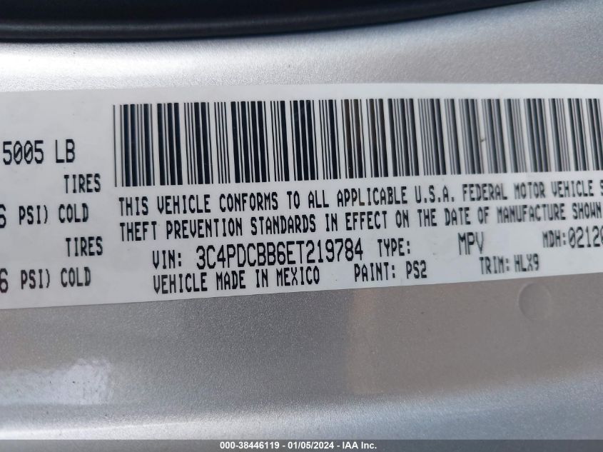 2014 DODGE JOURNEY SXT - 3C4PDCBB6ET219784