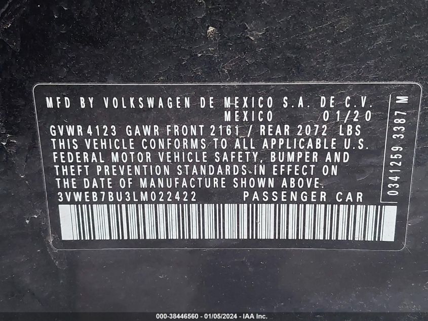 2020 VOLKSWAGEN JETTA SEL - 3VWEB7BU3LM022422