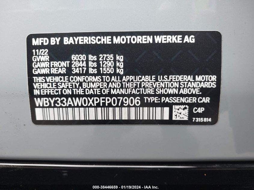 2023 BMW I4 M50 WBY33AW0XPFP07906
