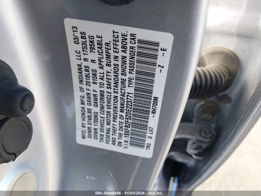 2013 HONDA CIVIC LX - 19XFB2F52DE223771
