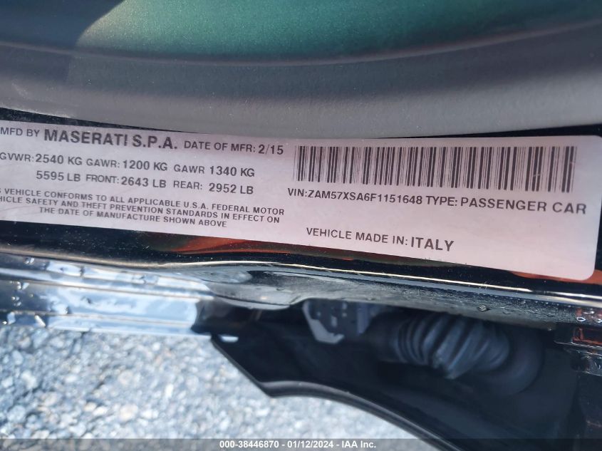 2015 MASERATI GHIBLI - ZAM57XSA6F1151648