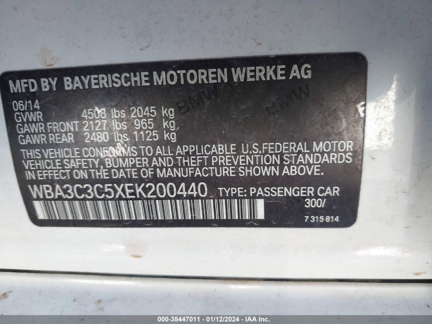2014 BMW 320I XDRIVE - WBA3C3C5XEK200440