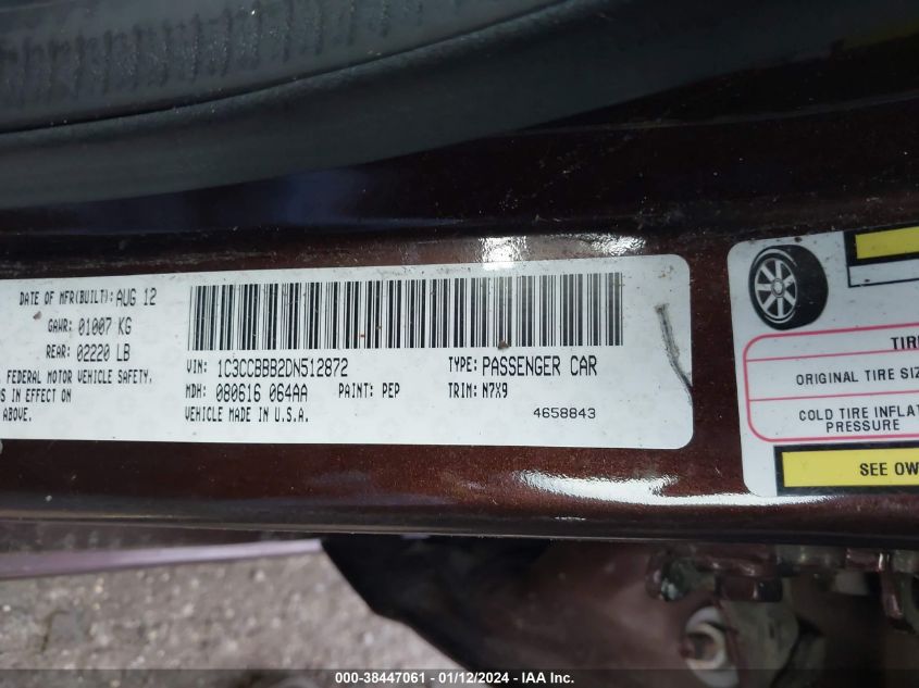 2013 CHRYSLER 200 TOURING - 1C3CCBBB2DN512872
