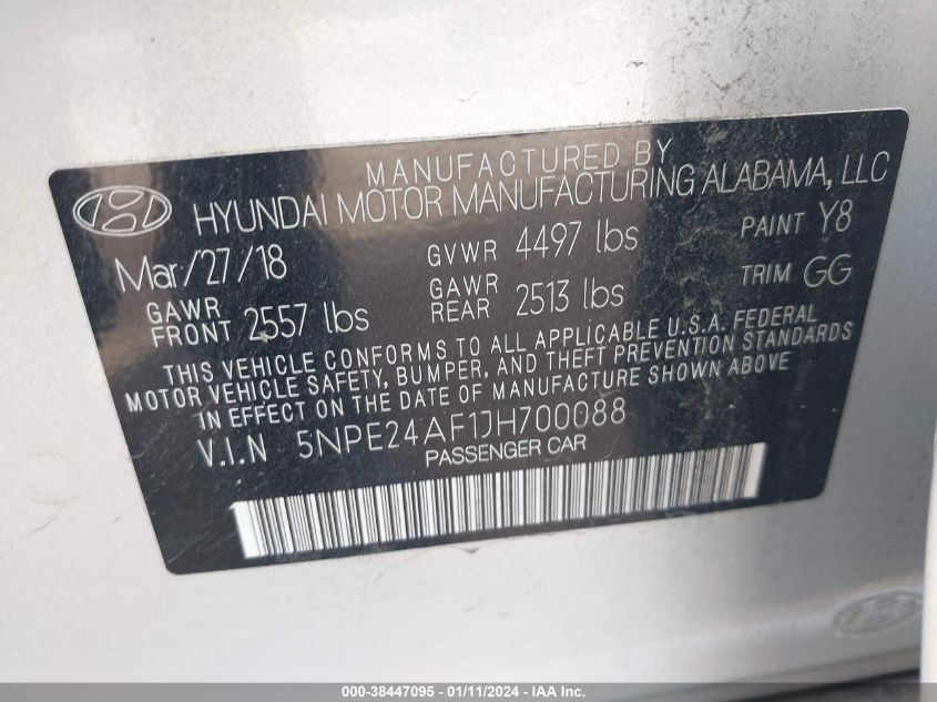 2018 HYUNDAI SONATA SE - 5NPE24AF1JH700088