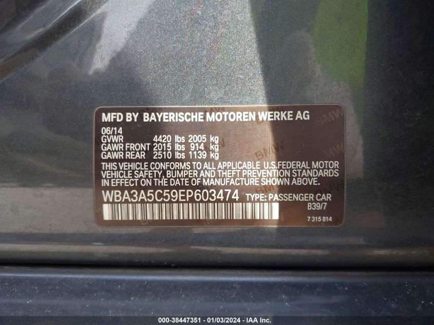 2014 BMW 328I - WBA3A5C59EP603474