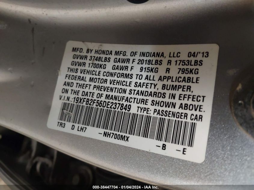 2013 HONDA CIVIC LX - 19XFB2F56DE237849