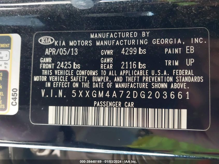 2013 KIA OPTIMA LX - 5XXGM4A72DG203661