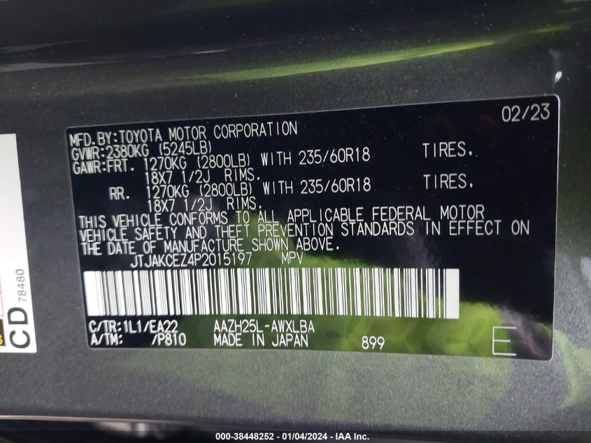 2023 LEXUS NX 350H JTJAKCEZ4P2015197