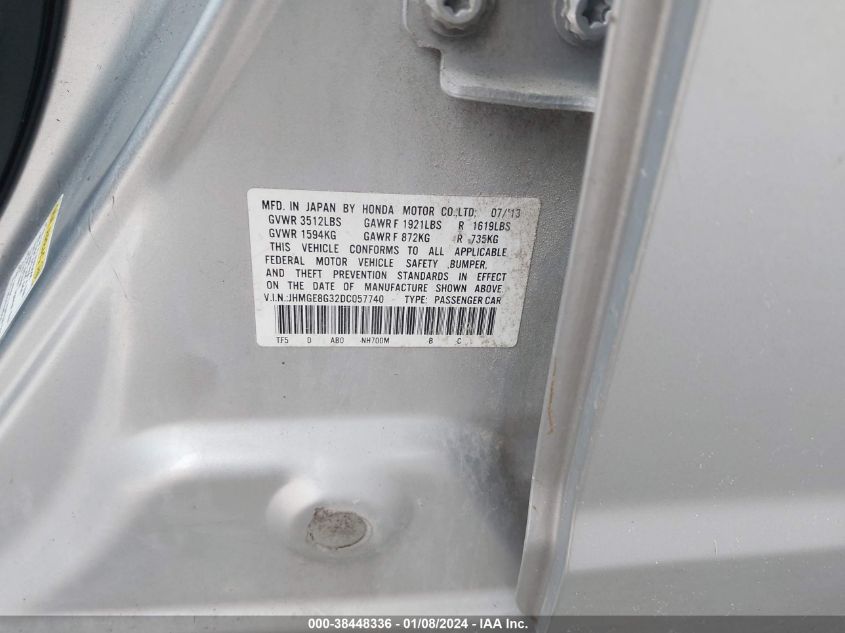 2013 HONDA FIT - JHMGE8G32DC057740