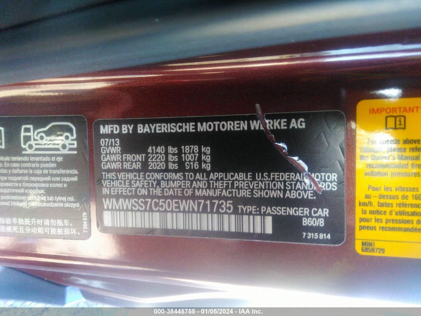 2014 MINI PACEMAN COOPER S - WMWSS7C50EWN71735