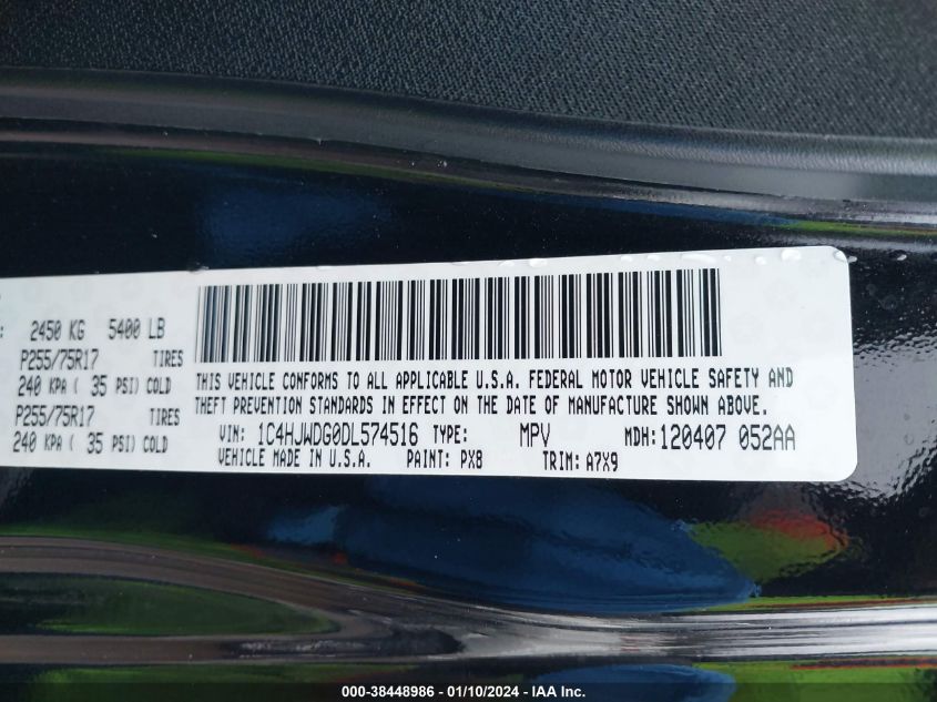 2013 JEEP WRANGLER UNLIMITED SPORT - 1C4HJWDG0DL574516