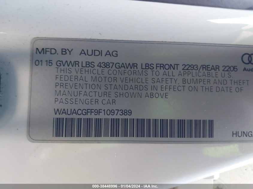 2015 AUDI A3 PREMIUM - WAUACGFF9F1097389
