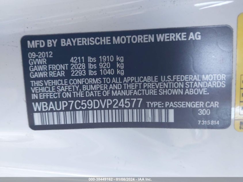 2013 BMW 128I WBAUP7C59DVP24577