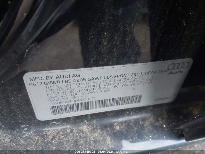 2013 AUDI A4 2.0T PREMIUM - WAUFFAFL9DN009222