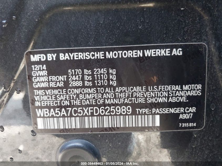2015 BMW 528I XDRIVE - WBA5A7C5XFD625989