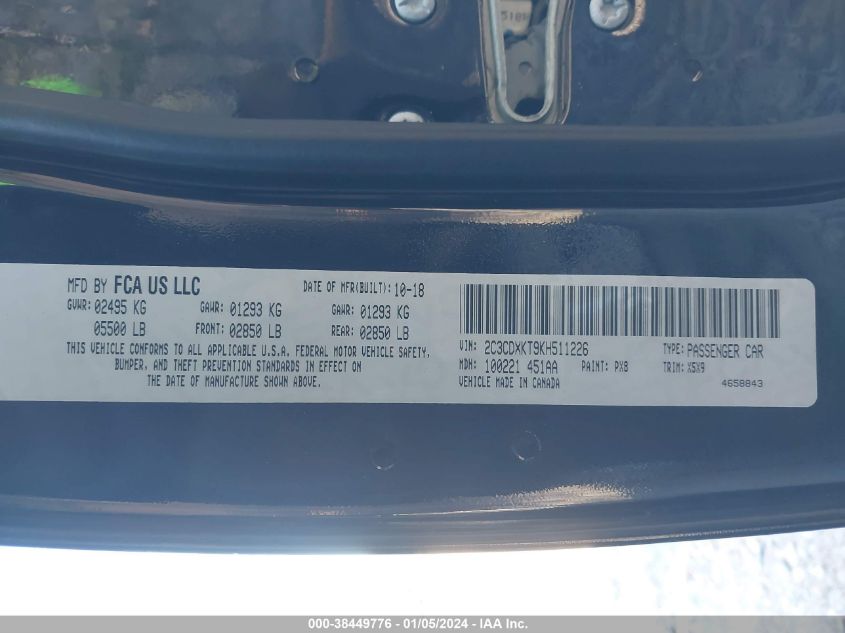 2019 DODGE CHARGER POLICE - 2C3CDXKT9KH511226