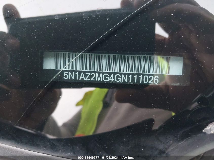 2016 NISSAN MURANO S/SL/SV/PLATINUM - 5N1AZ2MG4GN111026
