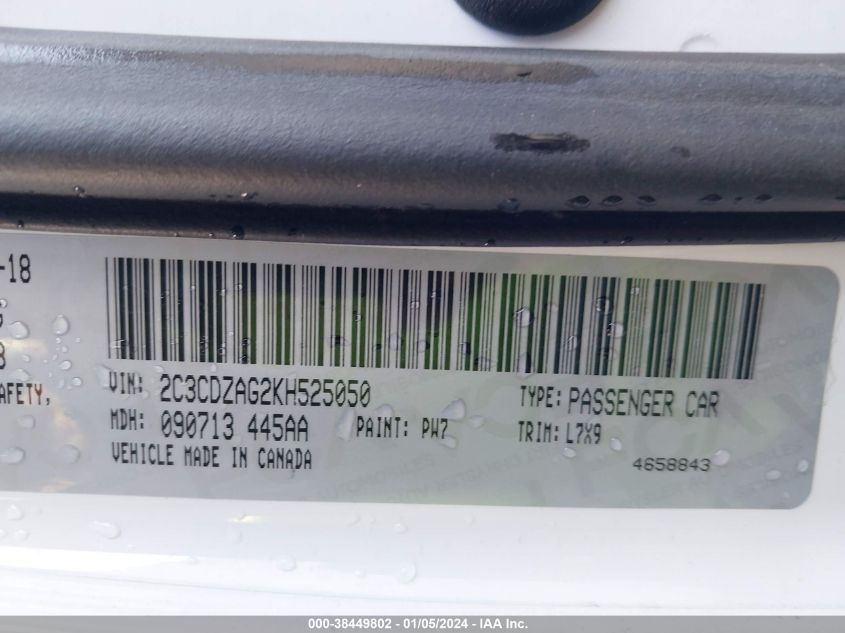 2019 DODGE CHALLENGER SXT - 2C3CDZAG2KH525050