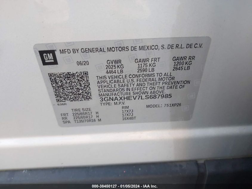 2020 CHEVROLET EQUINOX FWD LS - 3GNAXHEV7LS687985