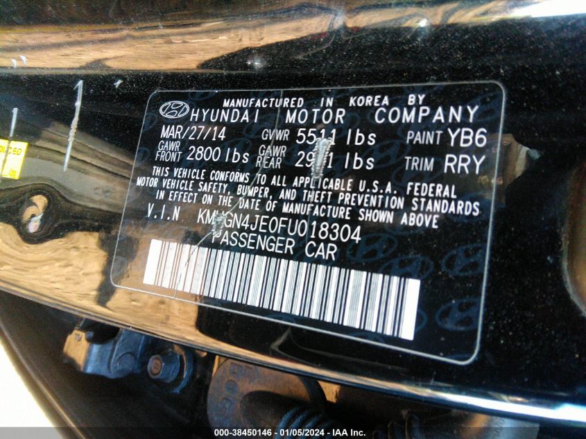 2015 HYUNDAI GENESIS 3.8 - KMHGN4JE0FU018304