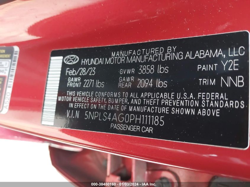 2023 HYUNDAI ELANTRA SEL - 5NPLS4AG0PH111185