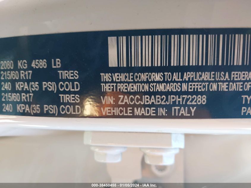 2018 JEEP RENEGADE SPORT - ZACCJBAB2JPH72288