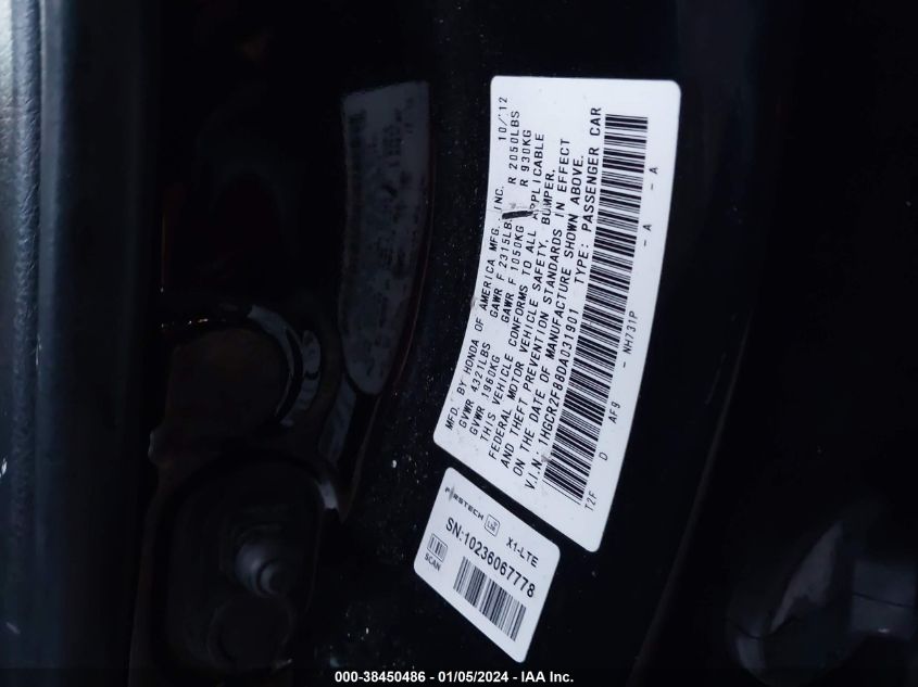 2013 HONDA ACCORD - 1HGCR2P88DA031901