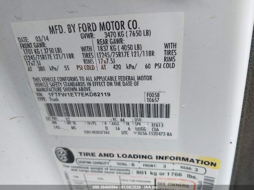 2014 FORD F-150 XLT - 1FTFW1ET7EKD82119