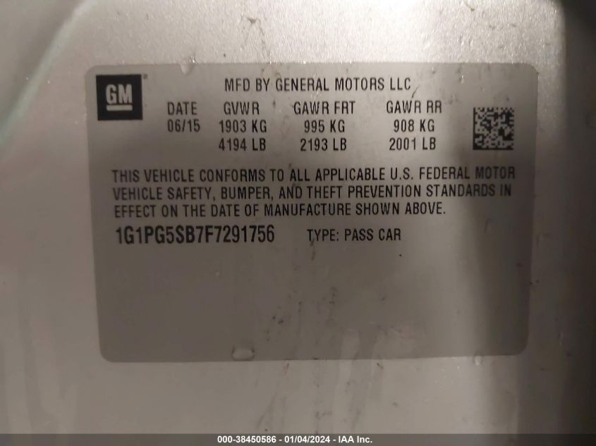 2015 CHEVROLET CRUZE LTZ - 1G1PG5SB7F7291756