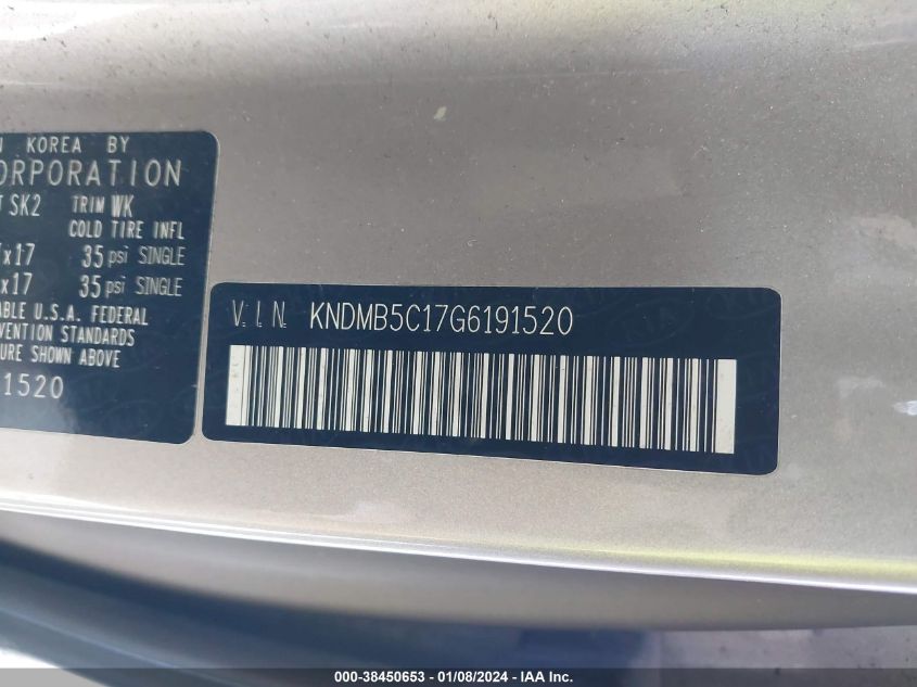 2016 KIA SEDONA LX - KNDMB5C017G619152