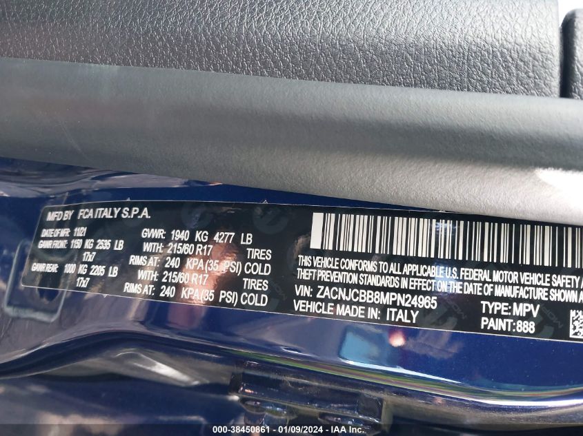 2021 JEEP RENEGADE LATITUDE - ZACNJCBB8MPN24965