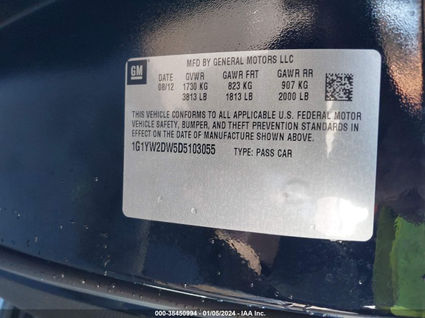 2013 CHEVROLET CORVETTE GRAND SPORT - 1G1YW2DW5D5103055