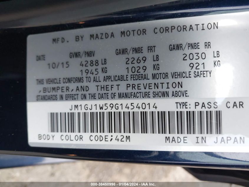2016 MAZDA MAZDA6 I GRAND TOURING - JM1GJ1W59G1454014