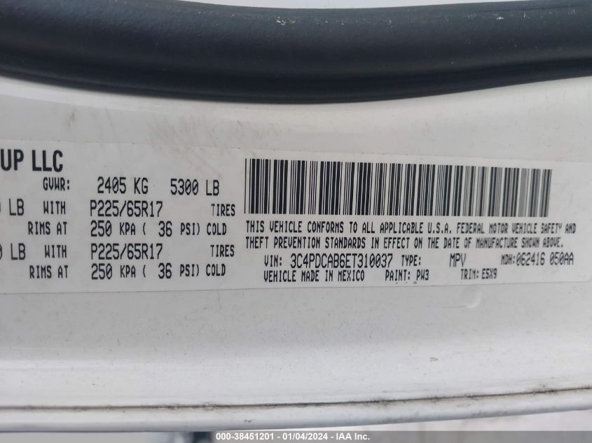 2014 DODGE JOURNEY SE - 3C4PDCAB6ET310037