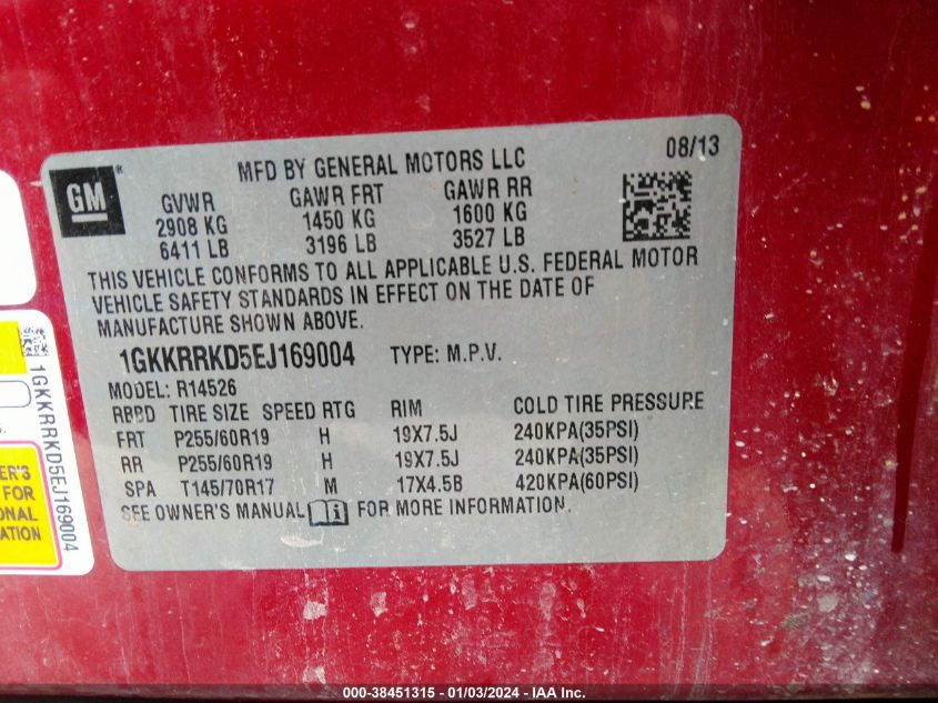 2014 GMC ACADIA SLT-1 - 1GKKRRKD5EJ169004