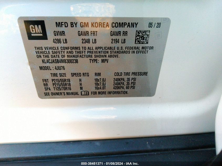 2021 BUICK ENCORE PREFERRED - KL4CJASB4MB300238
