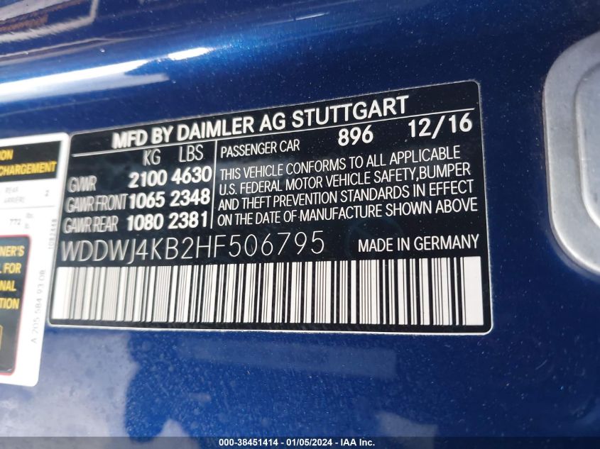2017 MERCEDES-BENZ C 300 4MATIC - WDDWJ4KB2HF506795