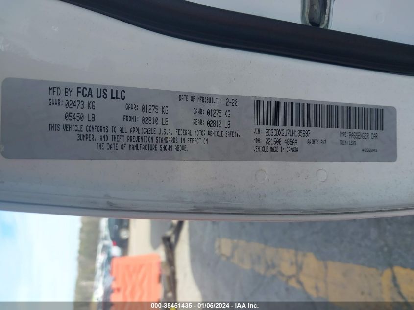 2020 DODGE CHARGER SCAT PACK - 2C3CDXGJ7LH135697