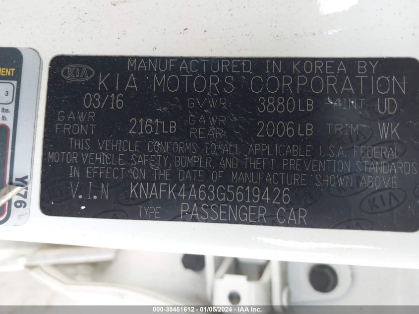 2016 KIA FORTE LX - KNAFK4A63G5619426