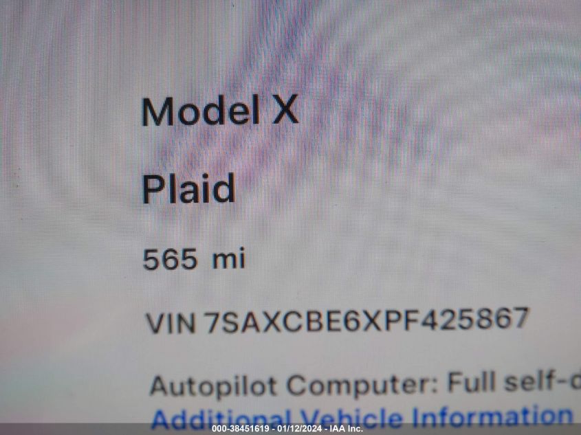 2023 TESLA MODEL X PLAID TRI MOTOR ALL-WHEEL DRIVE - 7SAXCBE6XPF425867
